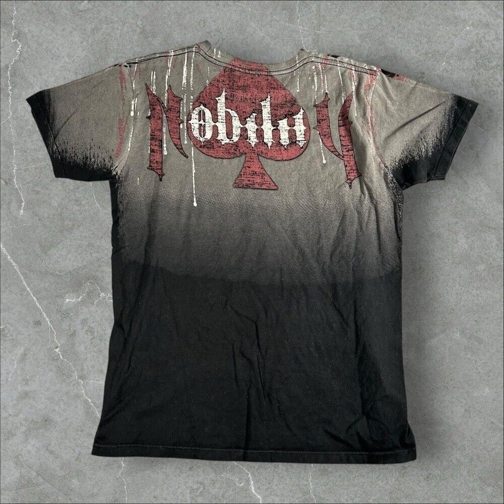 Nobility Shirt Men Medium Black Y2K Cybergoth Affliction AOP Skull Rare Emo Punk - Picture 9 of 9